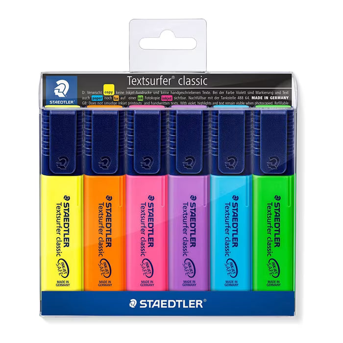 STAEDTLER 364 WP6 Textsurfer Classic Highlighter - Assorted Colours (Wallet of 6)