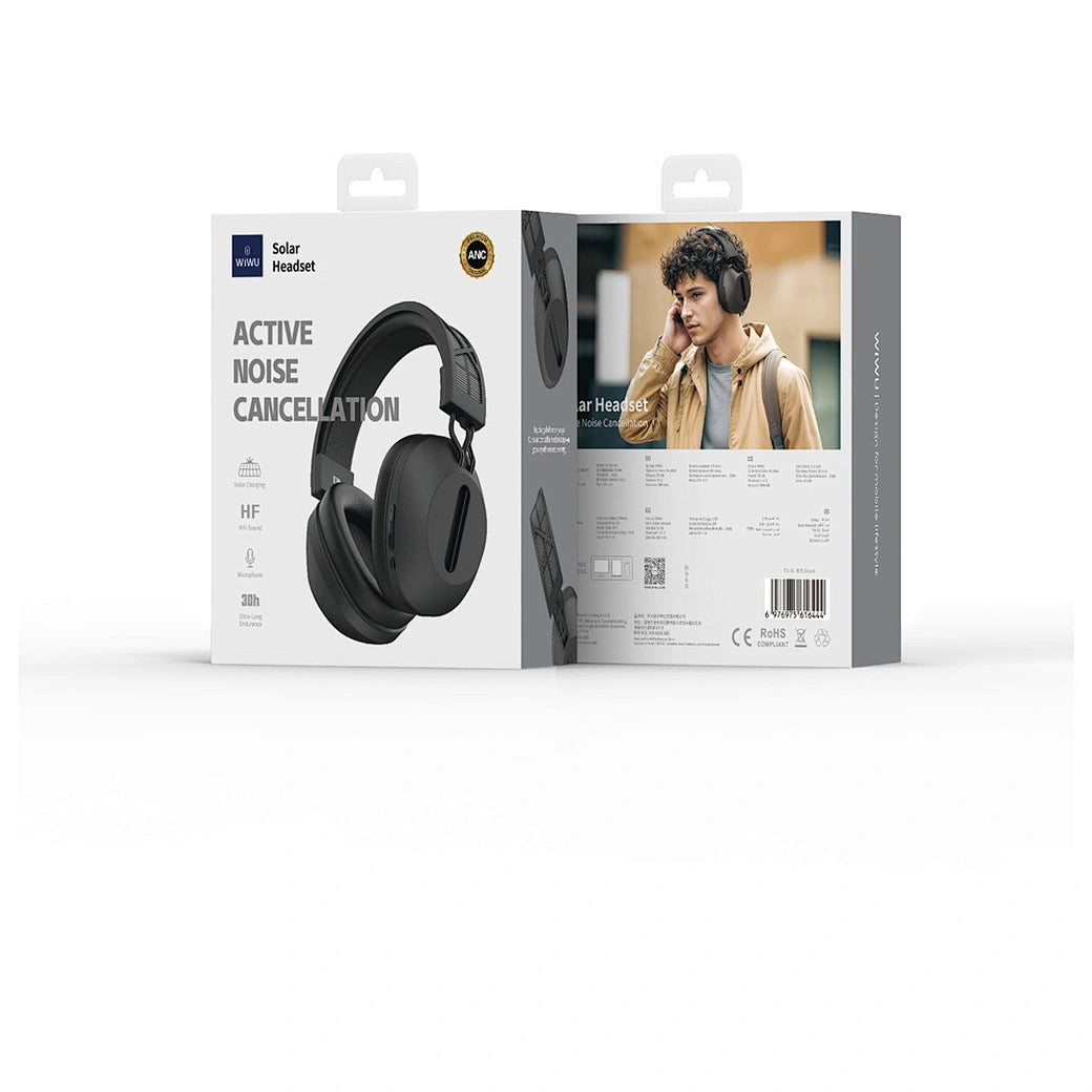 WiWU TD-06 Solar Wireless Headphones – 300H+ Playtime, Rotatable, Lightweight, Bluetooth