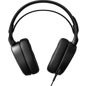 Black headphones on a white background