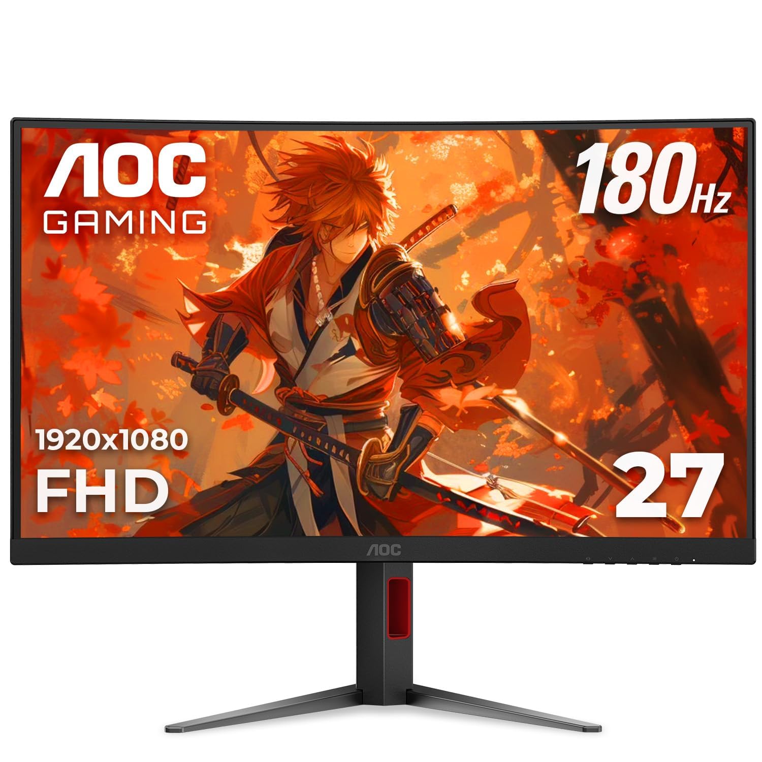 AOC C27G4H – 27″ Curved FHD Gaming Monitor, 180 Hz, 0.5 ms, Adaptive Sync, Fast VA Panel