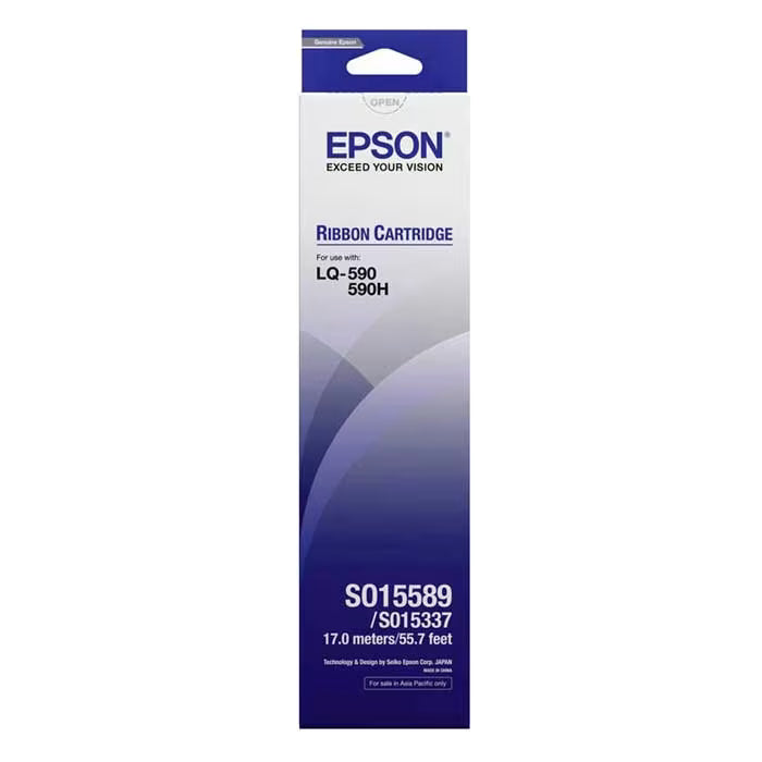Epson LQ-590 Black Original Ribbon Cartridge (S015589) – Genuine Epson Ribbon