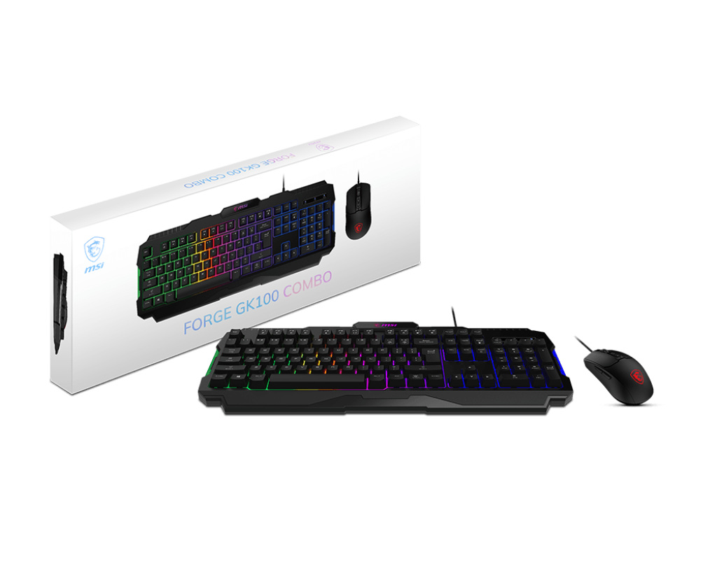 MSI FORGE GK100 – Gaming Keyboard & Mouse Combo, RGB Backlight, Ergonomic Design, Durable Switches