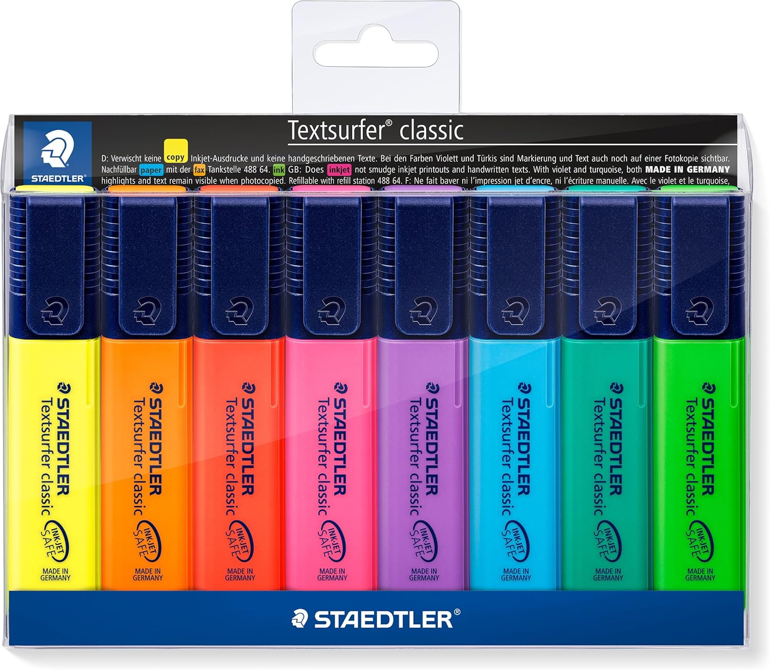STAEDTLER 364 WP8 Textsurfer Classic Highlighter Pen - Assorted Colours (Wallet of 8)