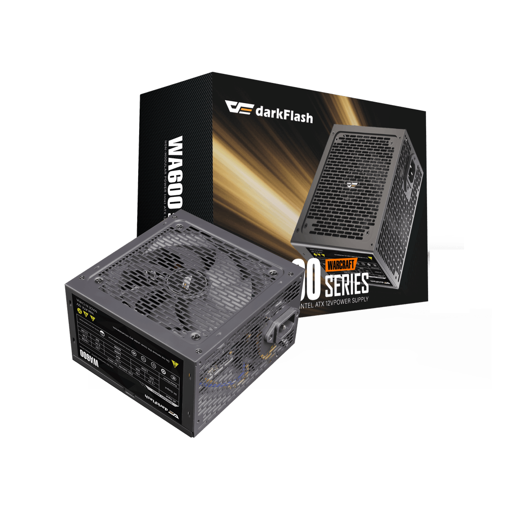 darkFlash WA Series 600W Power Supply – Non-Modular, Silent 28dBA, Multi-Stage EMI