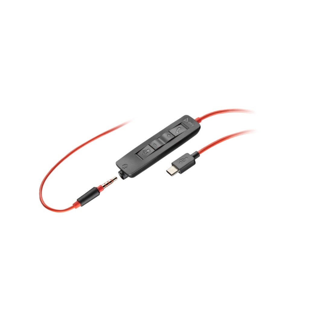 Poly Blackwire 5220 Stereo USB-C Headset with 3.5mm and USB-A Adapter