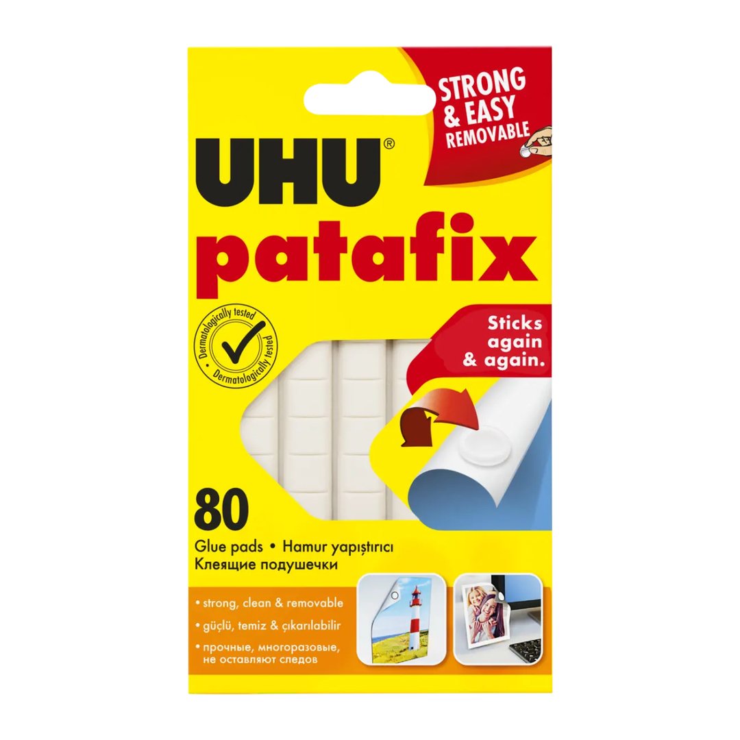 UHU Patafix Yellow Removable Adhesive Pads – 80 Pieces
