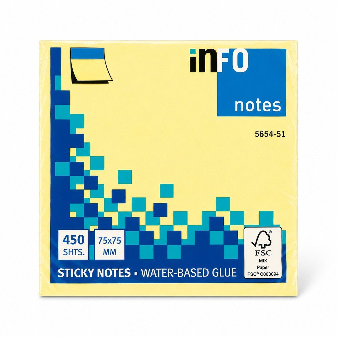 Info Notes Sticky Note Cube, 75x75mm, 450 Sheets, Multicolor