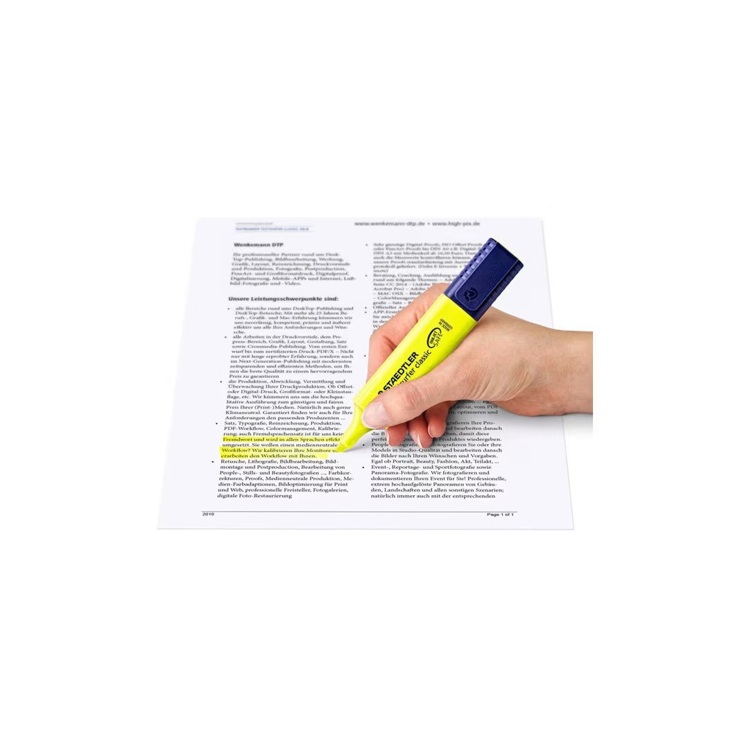 Staedtler Textsurfer Classic 364 Highlighter Set – 4 Assorted Colours, Inkjet Safe