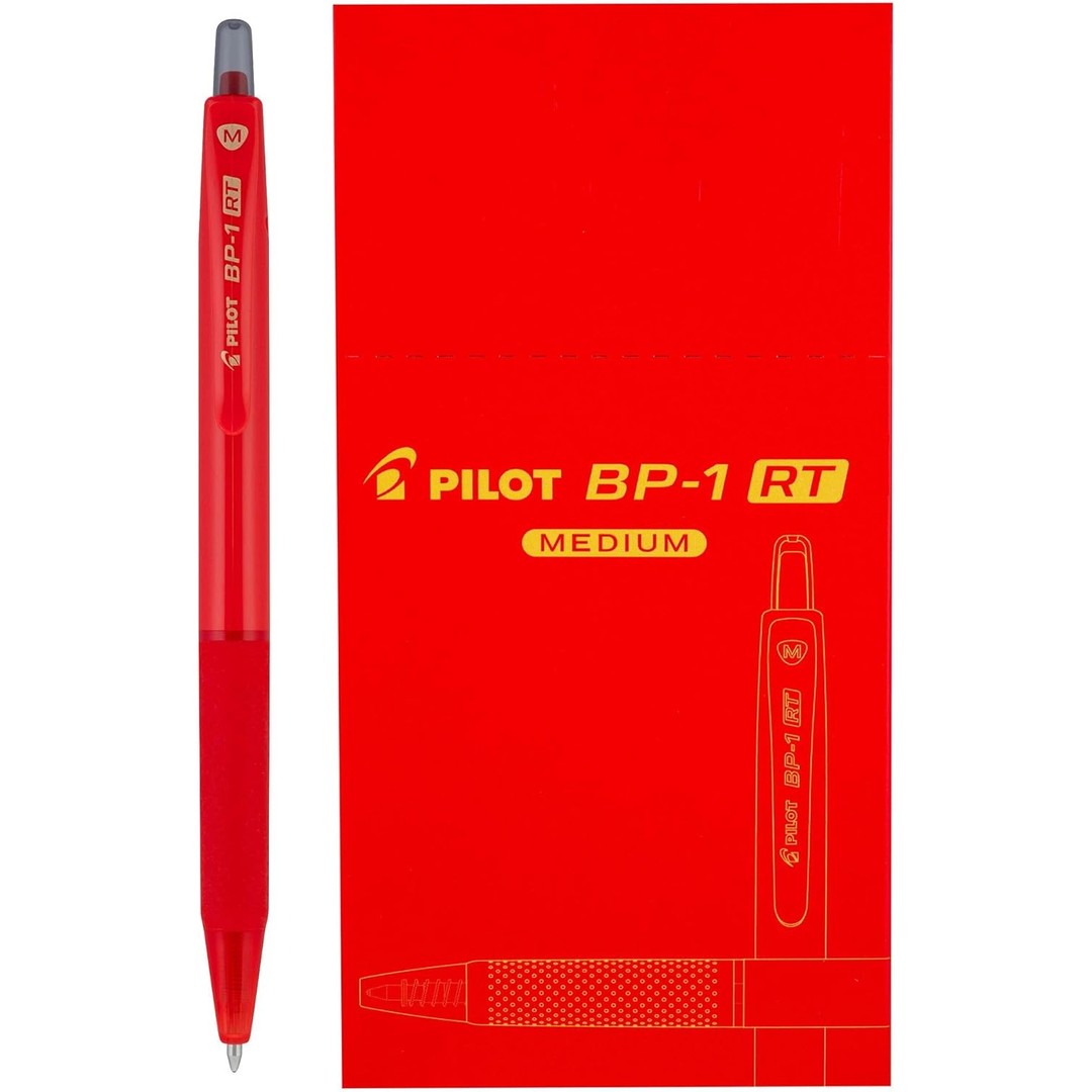 Pilot BP-1RT Retractable Ballpoint Pen – 1.0mm Medium Point, Advanced Red Ink