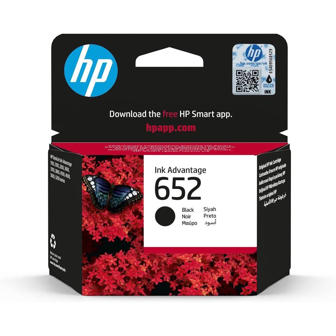 HP 652 Black Original Ink Advantage Cartridge (F6V25AE) – Genuine HP Ink