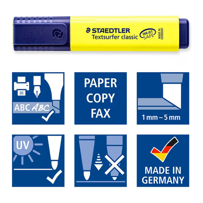 STAEDTLER 364 WP8 Textsurfer Classic Highlighter – Wallet of 8 Assorted Colours, Inkjet Safe