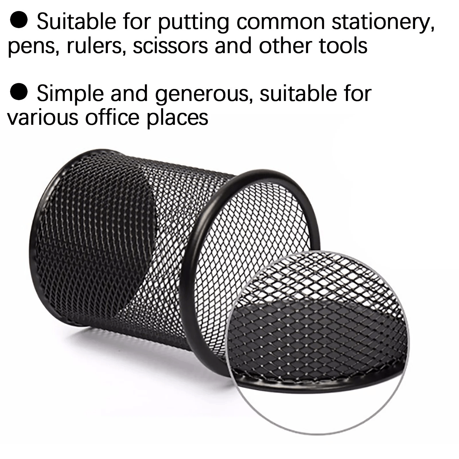 Meitianfacai Metal Wire Mesh Pencil Holder Cup – Classic Black