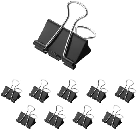 Black Folding Binder Clips – 12 Pack Professional Set