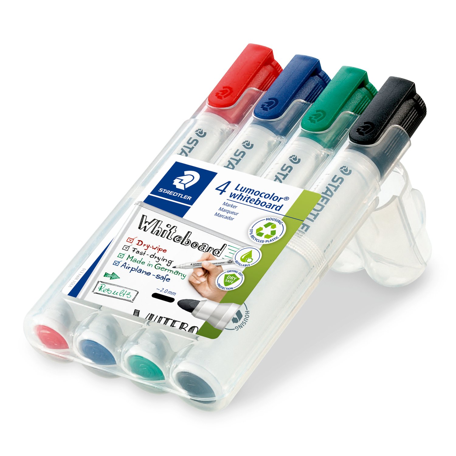 Staedtler Lumocolor 351 WP4 Whiteboard Markers (4-Color Set)