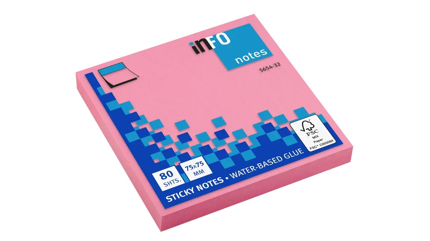 Info Notes Sticky Notes 75x75mm (80 Sheets)