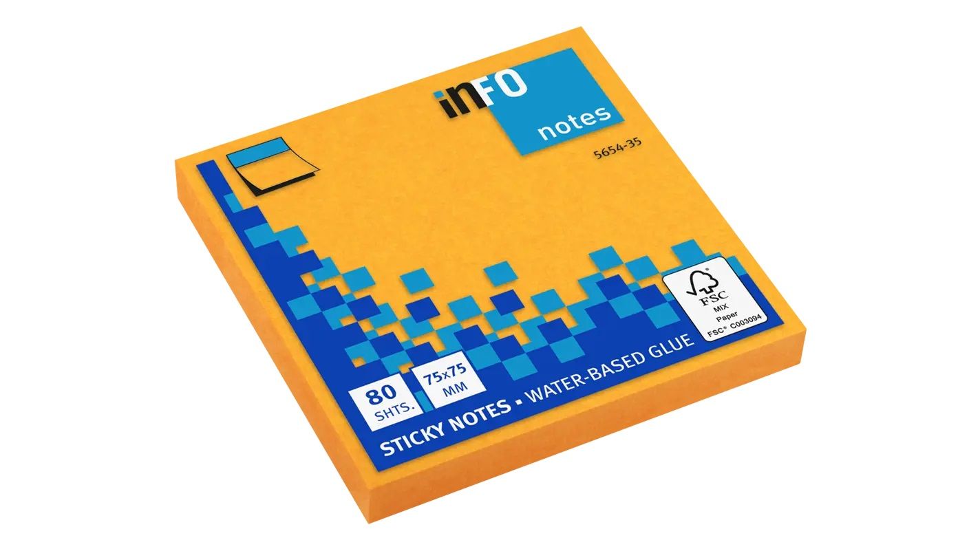 Info Notes Sticky Notes 75x75mm (80 Sheets)