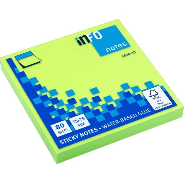 Info Notes Sticky Notes 75x75mm (80 Sheets)
