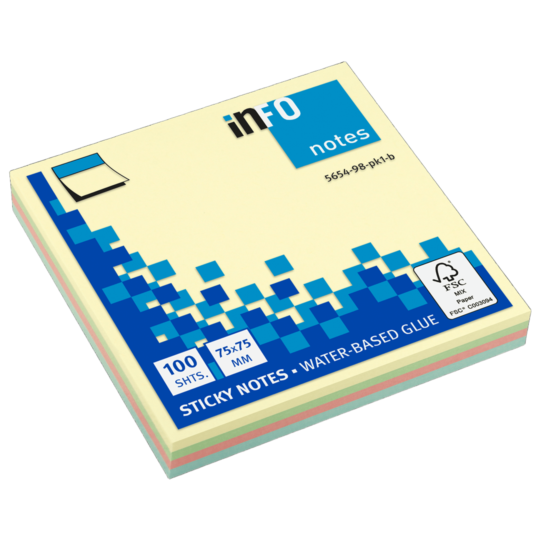 Info Notes Pastel Sticky Notes 75x75mm (4-Color Mix)