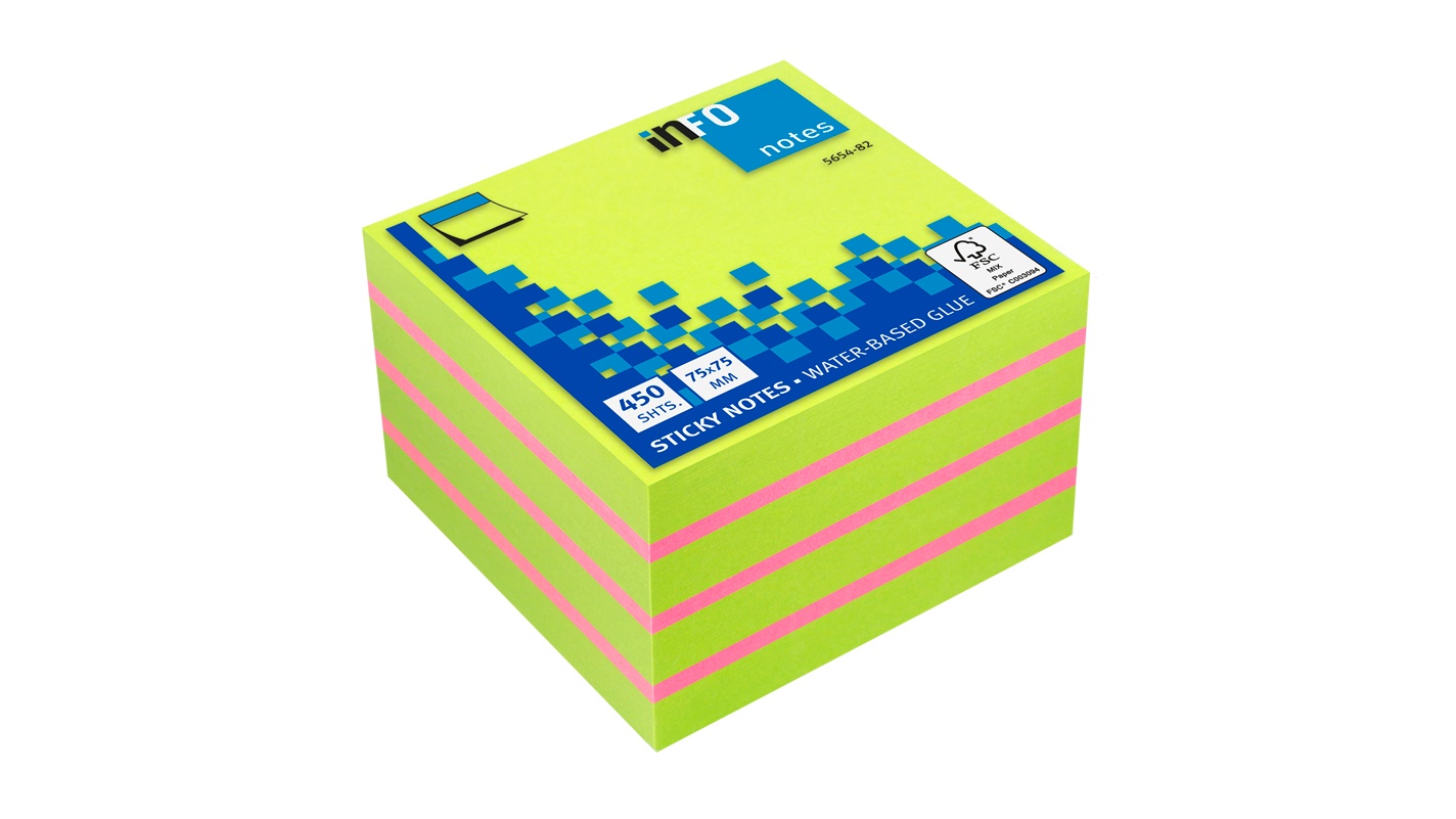 Info Notes Sticky Note Cube 75x75mm mix