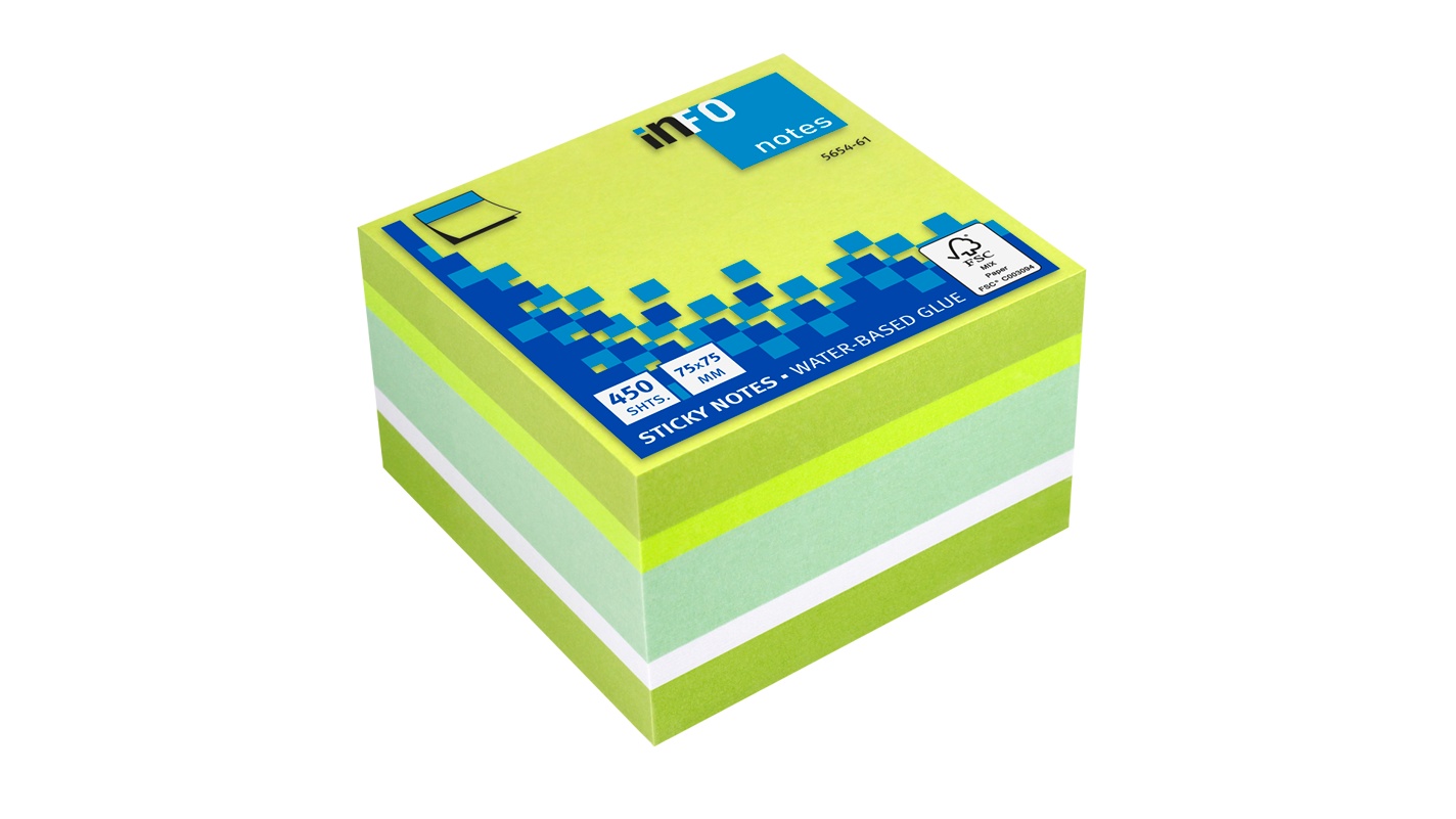Info Notes Sticky Note Cube 75x75mm mix