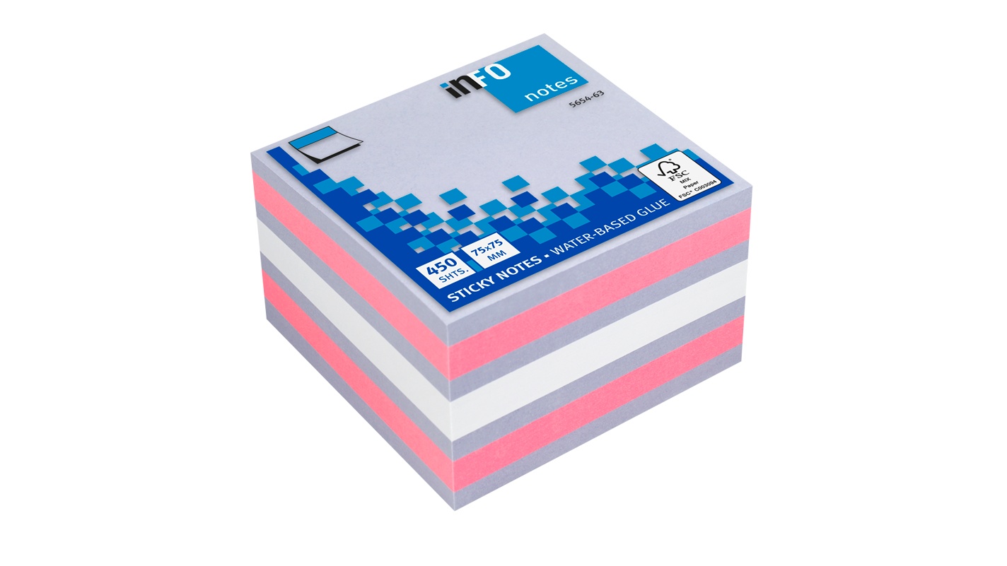 Info Notes Sticky Note Cube 75x75mm mix