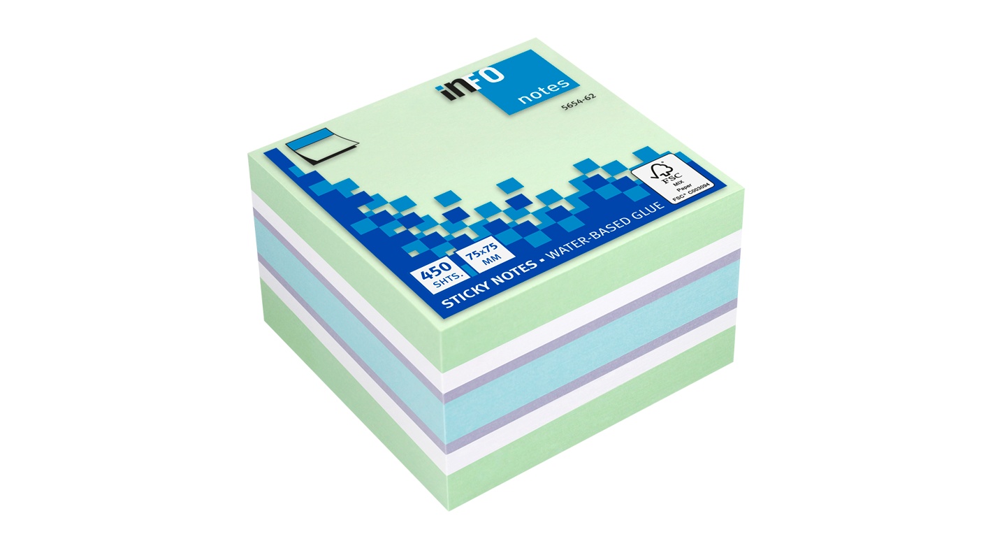 Info Notes Sticky Note Cube 75x75mm mix