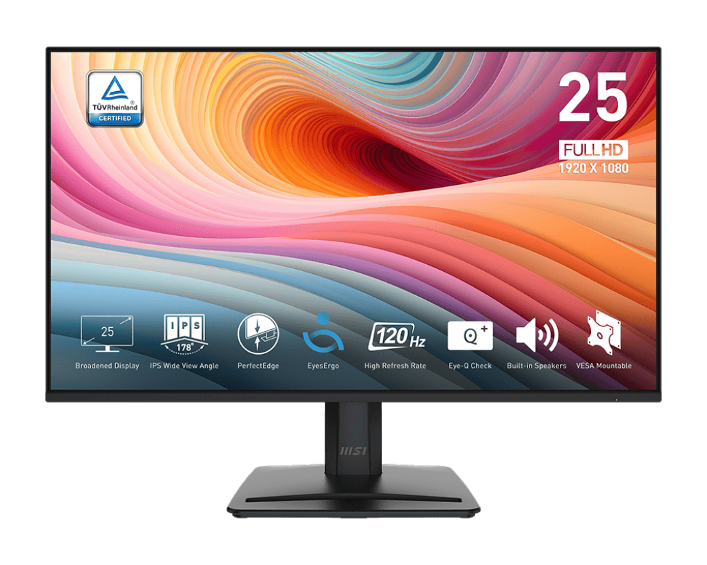 MSI PRO MP251 E2 – 24.5" FHD IPS, 120Hz, 1ms, Built-in Speakers, HDR Ready, Cool Black