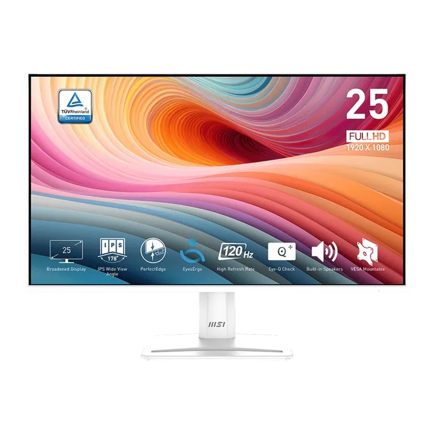 MSI PRO MP251W E2 – 24.5" FHD IPS, 120Hz, 1ms, Built-in Speakers, HDR Ready, White